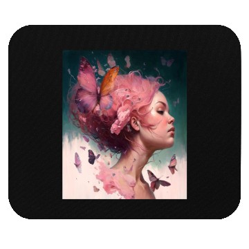 Discover Breast Cancer Survivor Pink Flower Hair Girl Mouse Pads