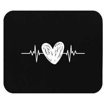 Discover White heart pulse heartbeat love Mouse Pads