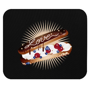 Discover Illustration of an eclair with cream and love Mouse Pads