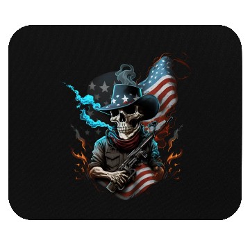 Discover Skeleton with a gun, American flag Mouse Pads