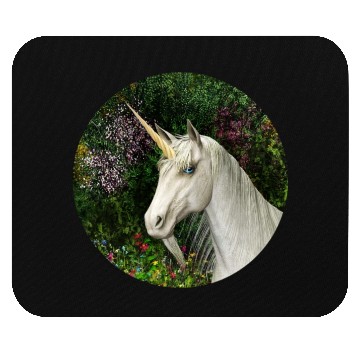 Discover Magical Unicorn Surrounded by Wildflowers Mouse Pads