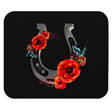 Discover Floral Horseshoe With Poppies Mouse Pads