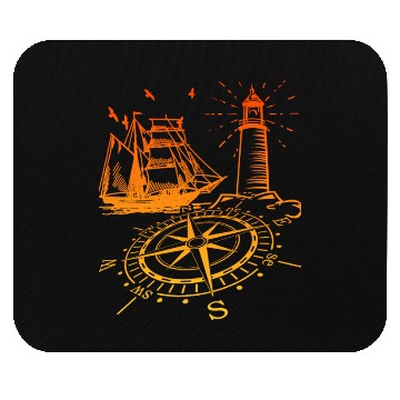Discover Maritim lighthouse compass sailing ship north Mouse Pads