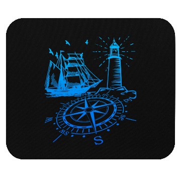Discover Maritim lighthouse compass sailing ship north Mouse Pads