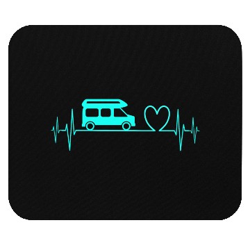 Discover Camper Van camping Ecg heartbeat heart turquoise Mouse Pads