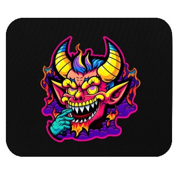 Discover 90's Style Neon Cartoon Crazy Devil Mouse Pads