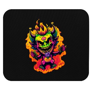 Discover 90's Style Neon Cartoon Crazy Devil 2 Mouse Pads