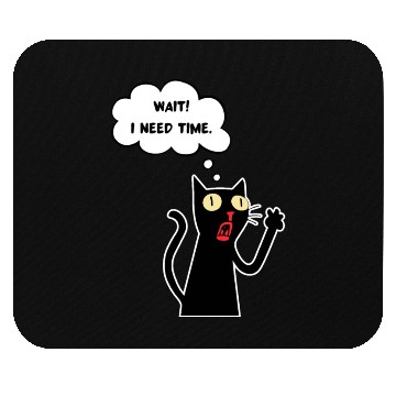 Discover Funny cat lover - Wait! I need time. - white line Mouse Pads