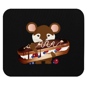 Discover cute mouse with delicious chocolate eclair Mouse Pads