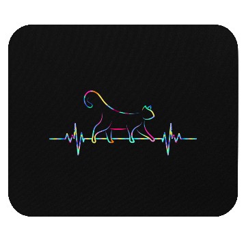 Discover Cat Lover multicolored cat heartbeat pulse lines Mouse Pads