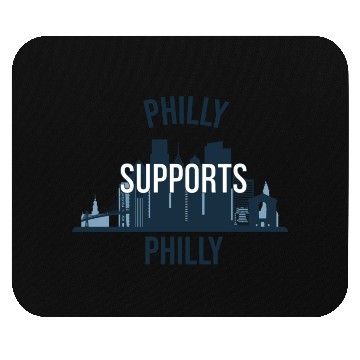 Discover Philly Supports Philly skyline blue transparentbg Mouse Pads