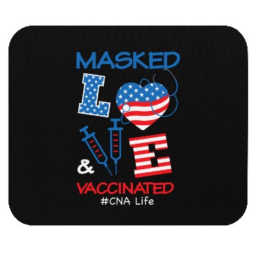 Discover Masked LOVE Vaccinated USA Flag 4th of July Gifts Mouse Pads