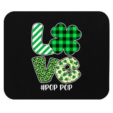 Discover Love Pop Pop Green Plaid Leopard Shamrock Mouse Pads