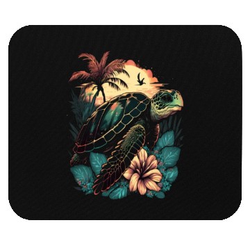 Discover Turtle Hawaiian Sea Turtles Hibiscus Flower Mouse Pads
