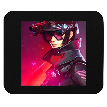 Discover Cyberpunk Girl red Neon light Mouse Pads