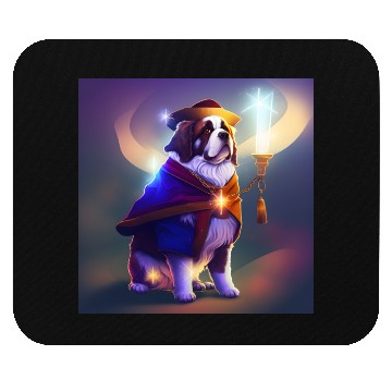 Discover Saint Bernard Dog as a Wizard Mouse Pads