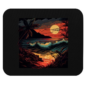 Discover Vibrant Beach Sunset Design - Colorful Paradise Mouse Pads