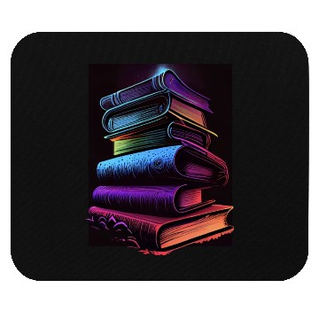 Discover Synthwave Book Stacks Design - Retro Vibes Mouse Pads