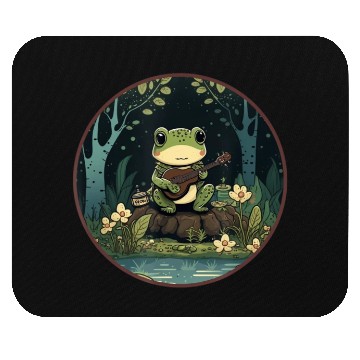 Discover Kawaii Frog Guitar Cottagecore Aesthetic Mouse Pads