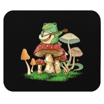 Discover Frog Playing Instrument On Mushroom Mouse Pads