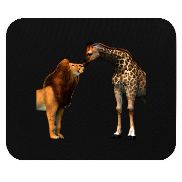 Discover Lion kisses giraffe Mouse Pads
