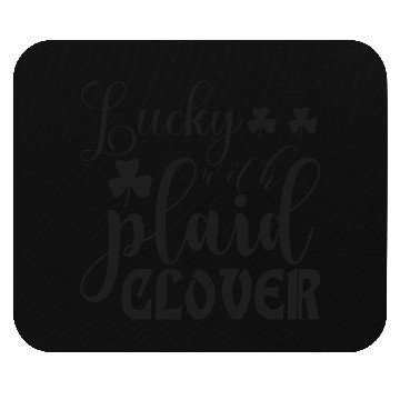Discover Lucky with plaid clover Mouse Pads