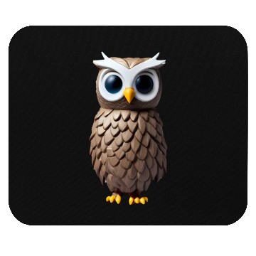 Discover Brown 3D owl illustration Mouse Pads