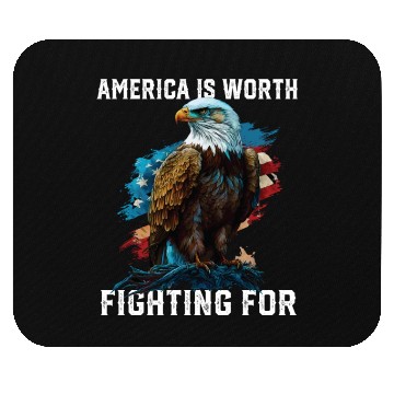 Discover America is Worth Fighting For American Bald Eagle Mouse Pads