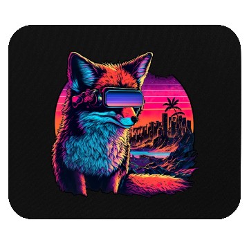 Discover Retro Futuristic Synthwave Fox Mouse Pads
