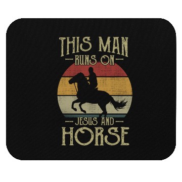 Discover this man runs on jesus and horse Mouse Pads