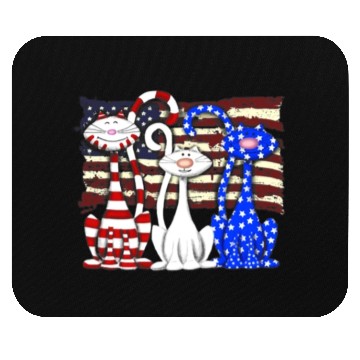 Discover 3 Cats Kitten American Flag Cat Lover Mouse Pads