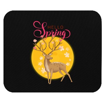 Discover Hello Spring with cute deer Mouse Pads