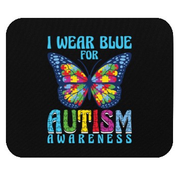 Discover I wear blue for Autism Awareness Mouse Pads