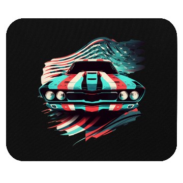 Discover Muscle car american flag backround Mouse Pads