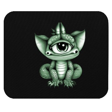 Discover cute adorable one eyed dragon green Mouse Pads