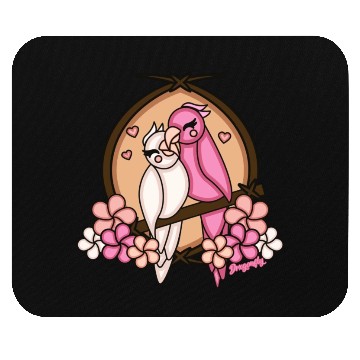 Discover Tiki Love Birds White Pink Mouse Pads