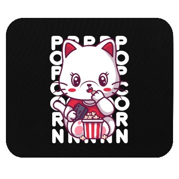 Discover Cat Eating Popcorn Mouse Pads
