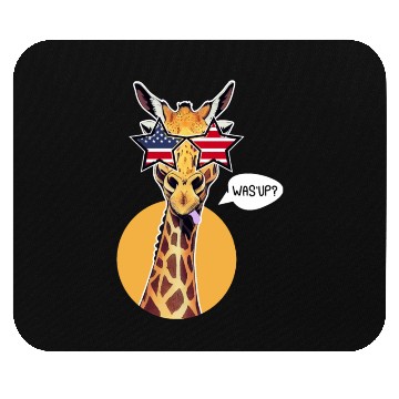 Discover Funny What's Up Giraffe US Flag Sunglasses USA Mouse Pads