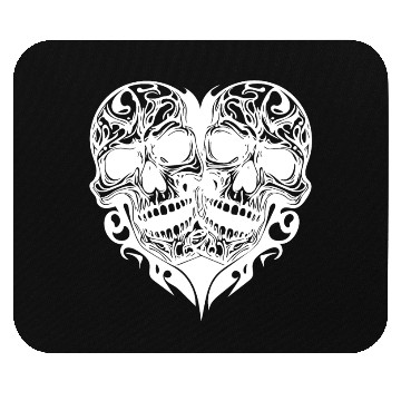 Discover Two Skulls Heart T Tattoo Style Mouse Pads