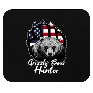 Discover US Flag Grizzly Bear Hunting Patriotic Hunters Mouse Pads