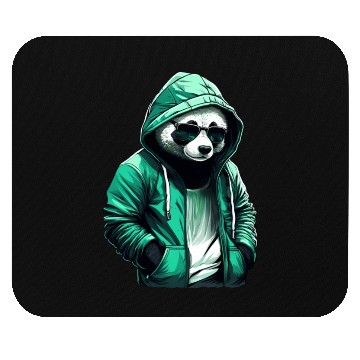 Discover Cool Panda with Green Mouse Pads and Sunglasses