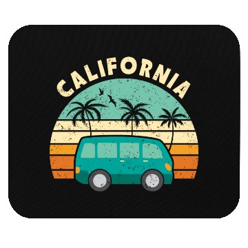 Discover California Hippie van Surf Surfer Sunset Mouse Pads