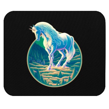 Discover Unicorn in Mountain Landscape Mouse Pads