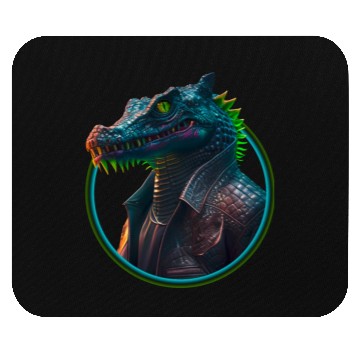 Discover Neon punk crocodile in leather jacket Mouse Pads