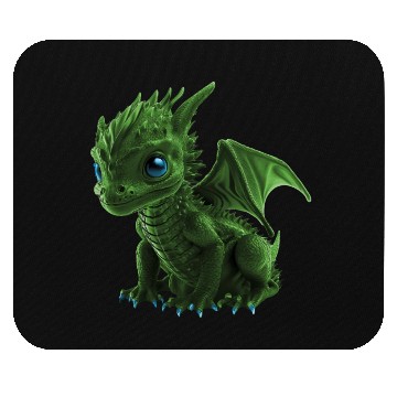 Discover green baby dragon Mouse Pads