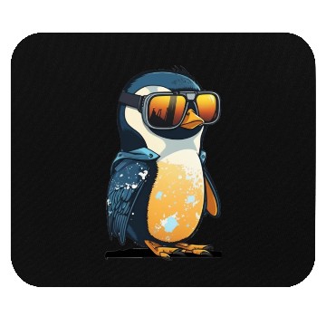 Discover Cute hand-drawn Penguin with sunglasses in snow Mouse Pads