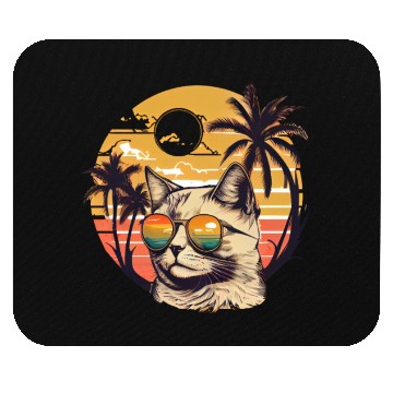 Discover Retro Cat Vintage Sunset 80s 90s Sunglasses Party Mouse Pads