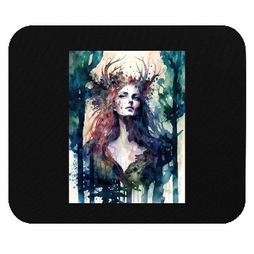 Discover Nature Goddess - Woodland Witchy Forest Greenwoman Mouse Pads
