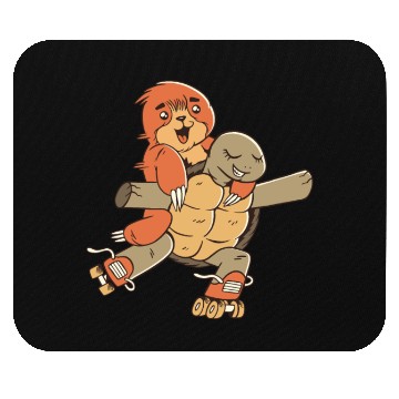 Discover Sloth and turtle roller skating Mouse Pads