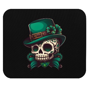 Discover Sugar Skull Wearing A Hat St. Patrick's Day Design Mouse Pads